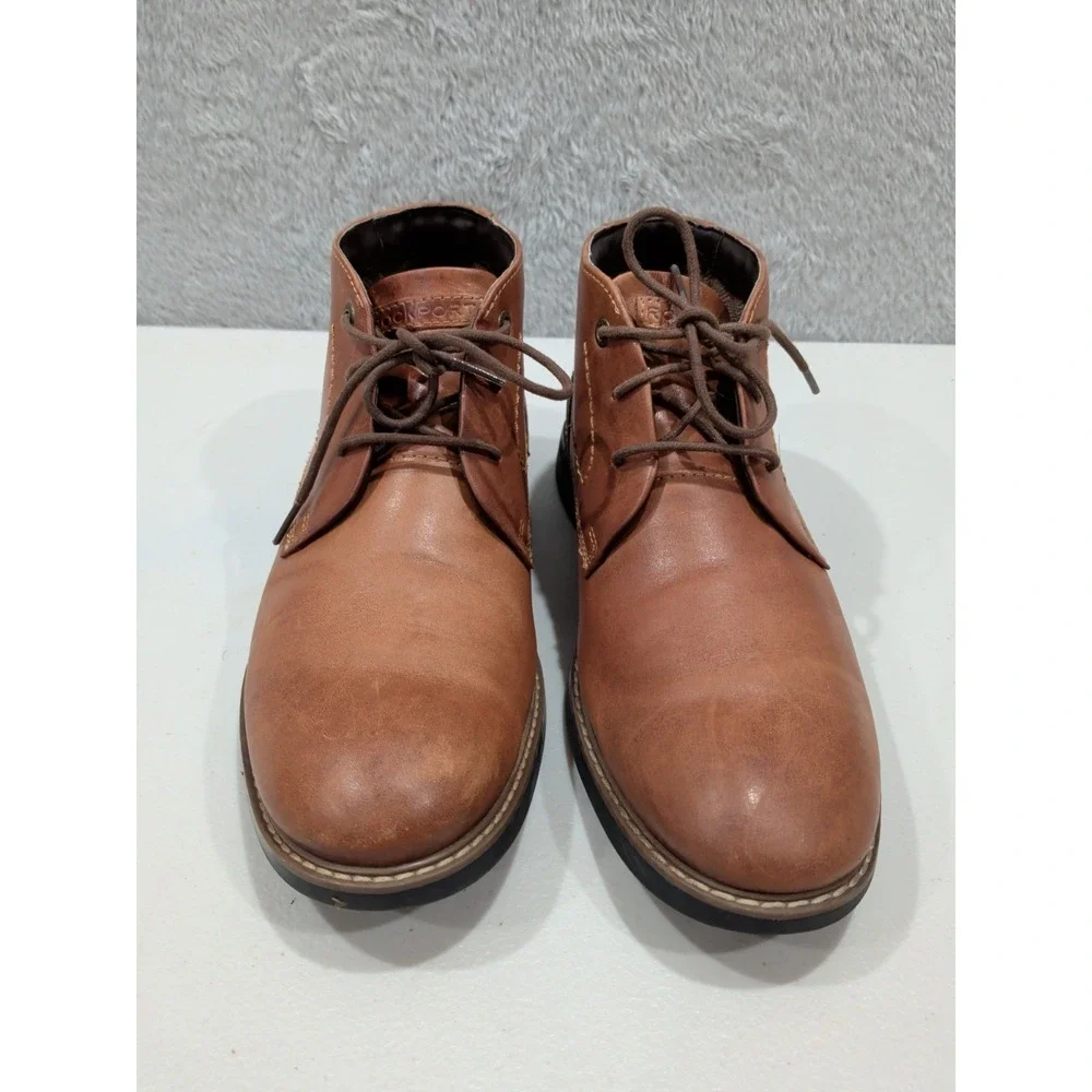 ROCKPORT CLASSIC BREAK MEN'S SIZE 8.5 BROWN LEATHER CHUKKA BOOTS LACE UP SHOES